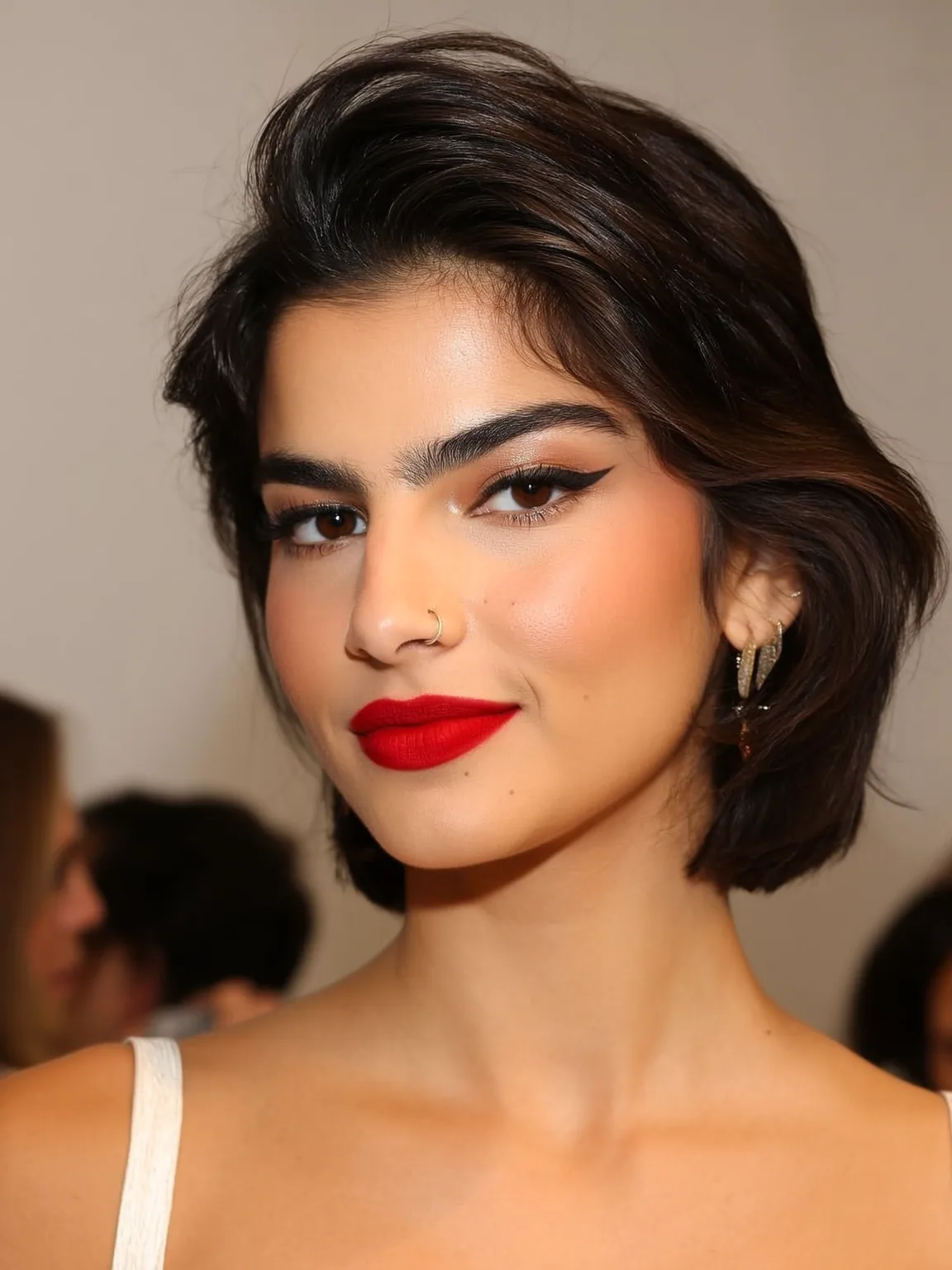 Textured Chin-Length Wavy Bob in Rich Espresso
